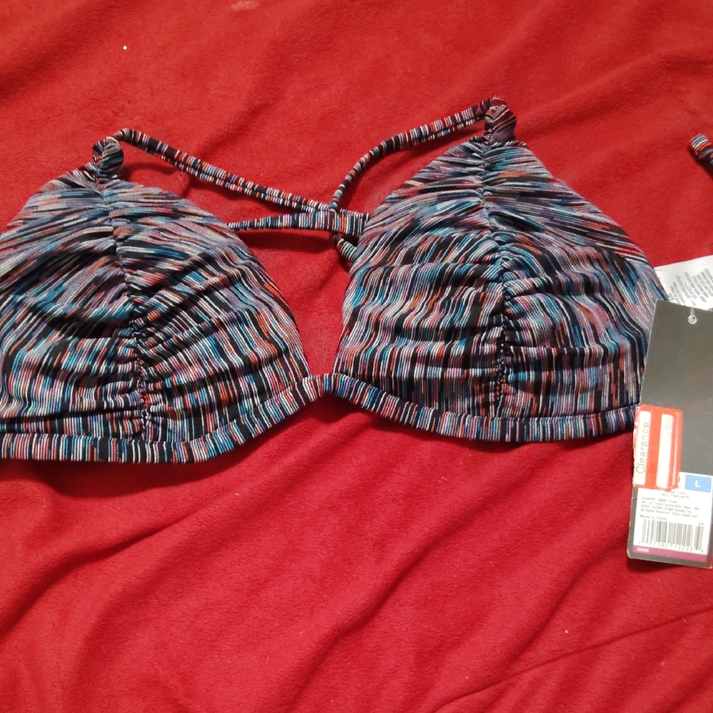 Xhilaration Blue and Black Bikini with Adjustable Straps